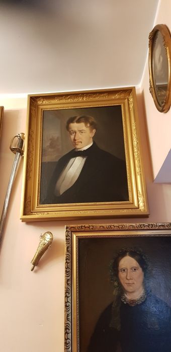 XIX w Bardzo Duży Portret Hrabiego Olej na Płótnie Śliczny !!!