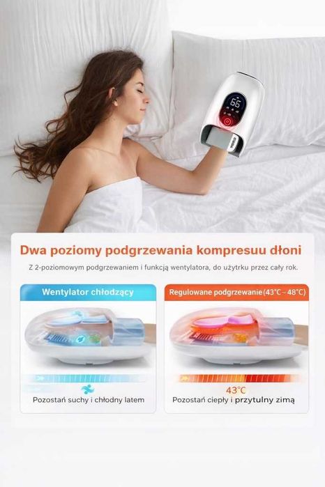 Elektryczny masażer dłoni kompresja powietrzna relaks premium