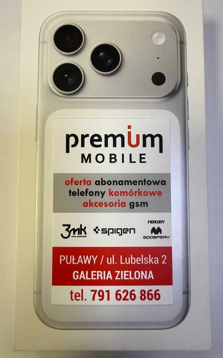 Iphone 17 PRO MAX 256GB , NOWY, Kolor:Srebrny, PREMIUM MOBILE Puławy