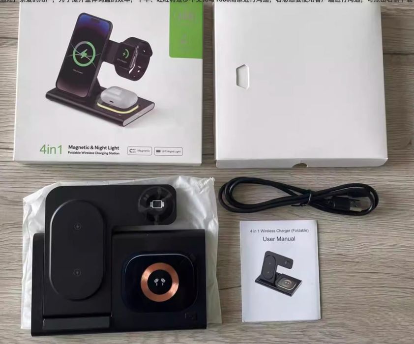 Бездротова зарядка 4 в 1 Apple Watch, Samsung Беспроводная Док-станция