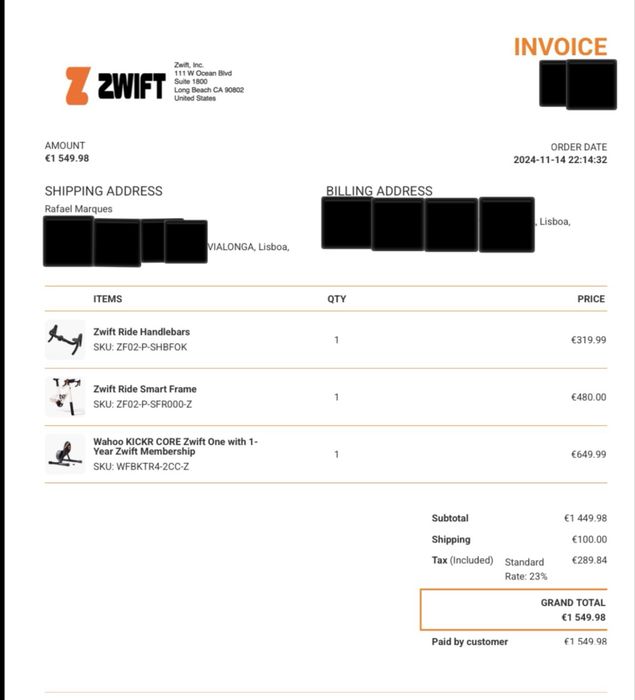 Bicicleta Zwift Ride + KICKR Core