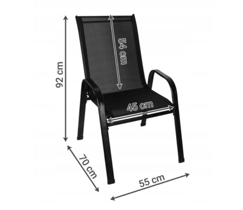 KRZESŁA OGRODOWE stalowe czarne 4 SZTUKI zestaw porządne BESTSELLER