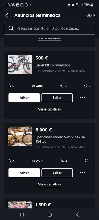 Bicicletas de estrada oportunidades