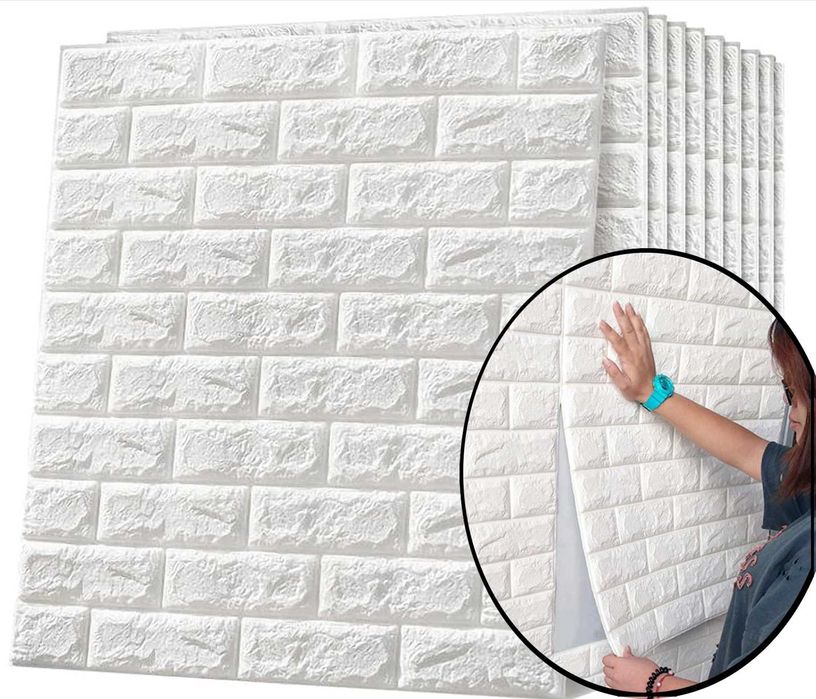 Panele Cegła Tapeta 3D Samoprzylepna 70x77 – Zestawy 10 sztuk - 5,4m2