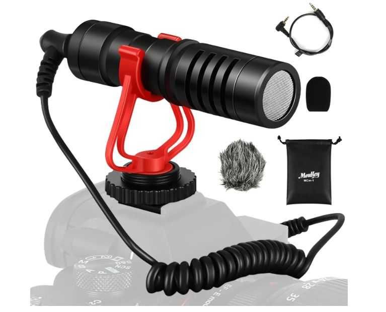 Microfone para Maquina fotografica SLR telefone ou PC com acessorios MOUKEY MCm-1
