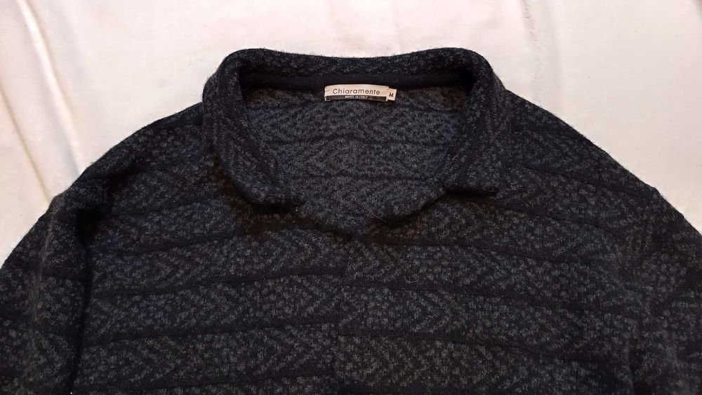 Wełniany włoski kardigan dzianinowy płaszczyk S M bez zapięcia ciepły