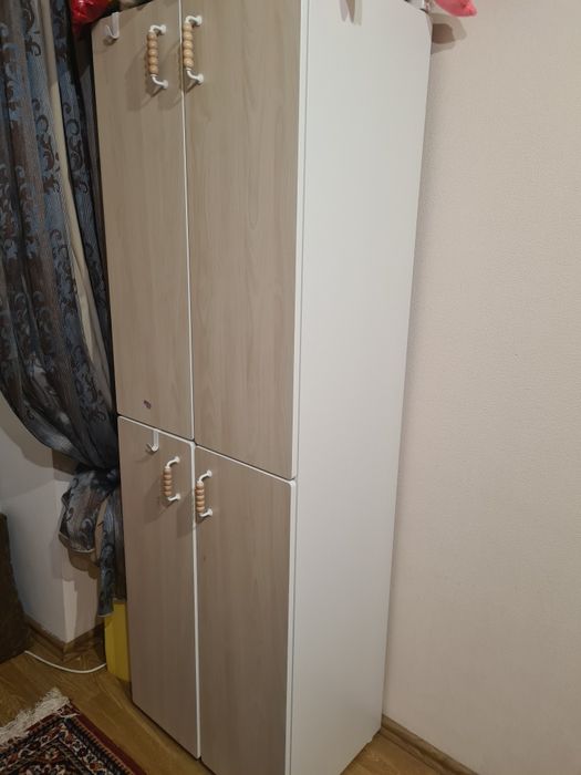 Гардероб, біла береза, з 2 вішалками для одягу