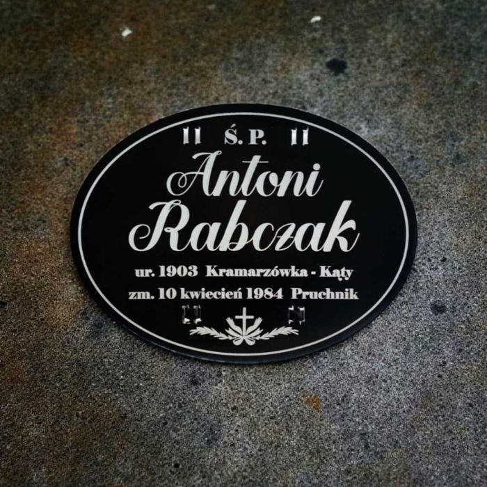 Personalizowana tabliczka nagrobna odporna na warunki owalna 19x15cm