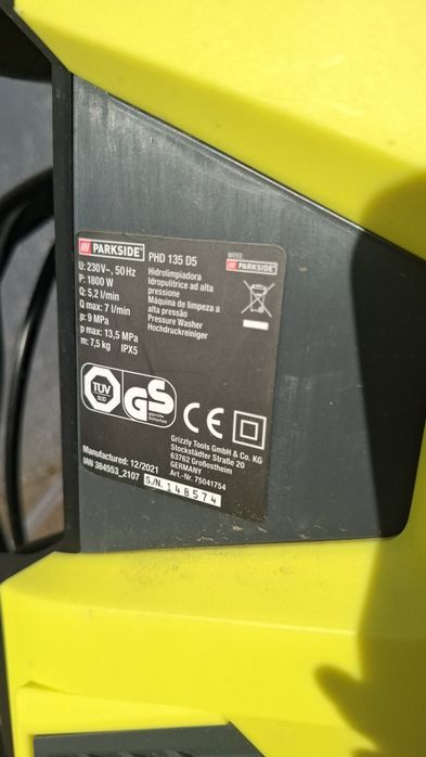 Lavadora de alta pressão 135 bar