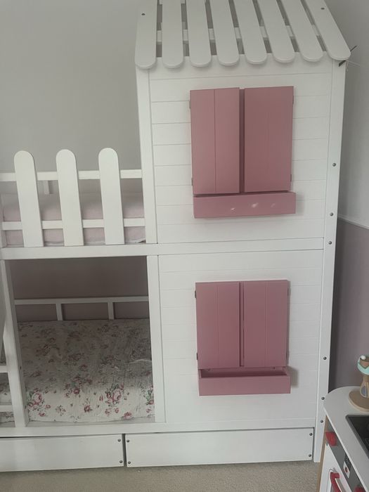 Łóżko pietrowe, domek, dla dziewczynki