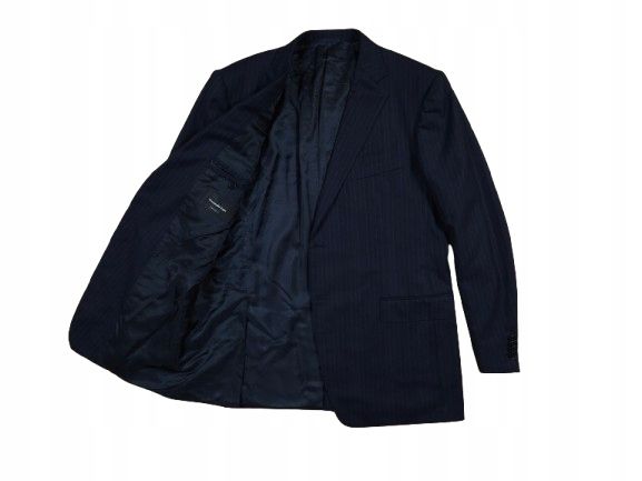 ERMENEGILDO ZEGNA Marynarka Męska w Prążki Granatowa Wełniana r. 54