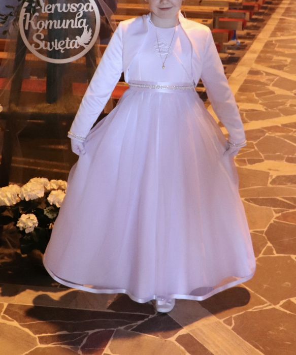 Alba - albosukienka z tiulem. Szyfonowo-satynowa. Torebka i bolerko !