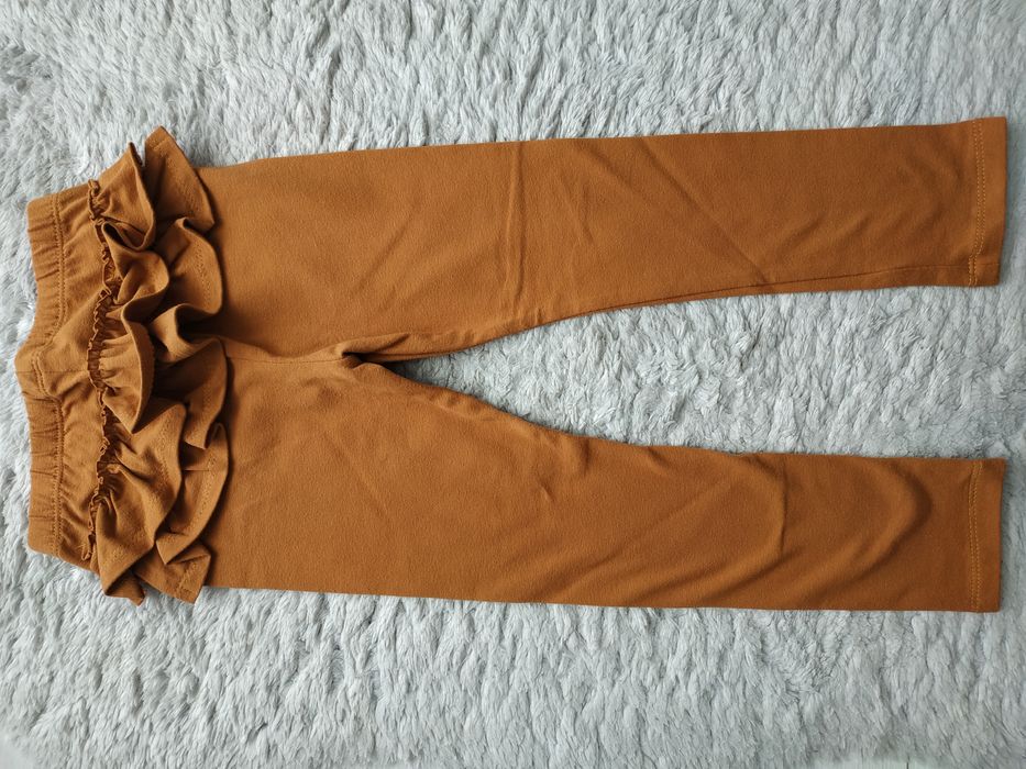 Nowe legginsy z falbankami/brązowe/beżowe/karmelowe/Haydi/r.104