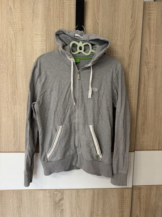 Bluza Hugo Boss S zip hoodie szara logowana oryginalna hit