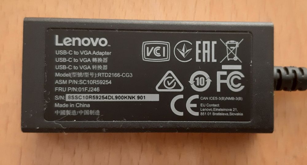 Adapter Lenovo VGA USB-C