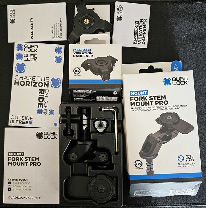 KIT novo QUADLOCK Fork Stem Mount PRO+Vibration Damper+ autocolante