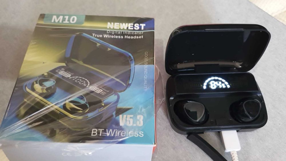 TWS True Wireless Earbuds Bluetooth M10 Waterproof Headset Black NEW