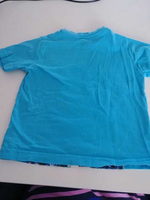 T-shirt niebieski z psem białym w okularach chicco 92 kod59