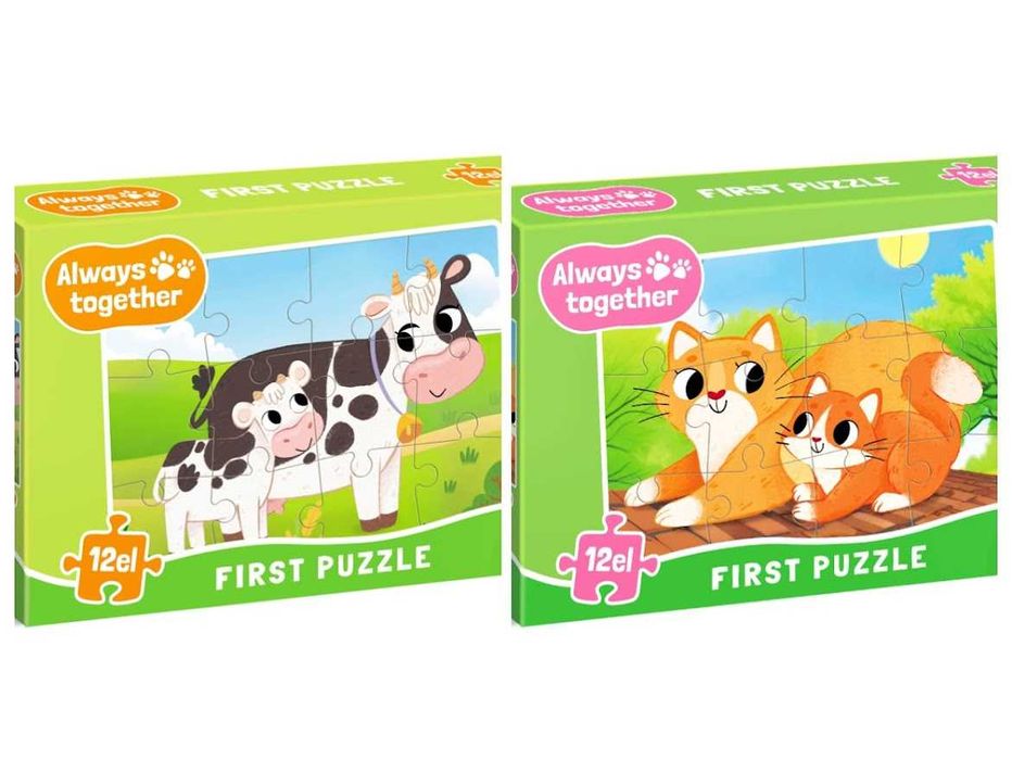 Комплект пазлів DoDo Завжди разом. Корівки. Котики. 12 елементів