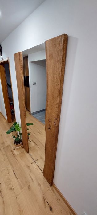 Lustro dębowe z naturalną krawędzią pionowe poziome drewniane
