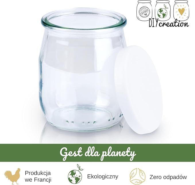 DIY Creation Bob szklany słoiczek na jogurt z pokrywką 143 ml