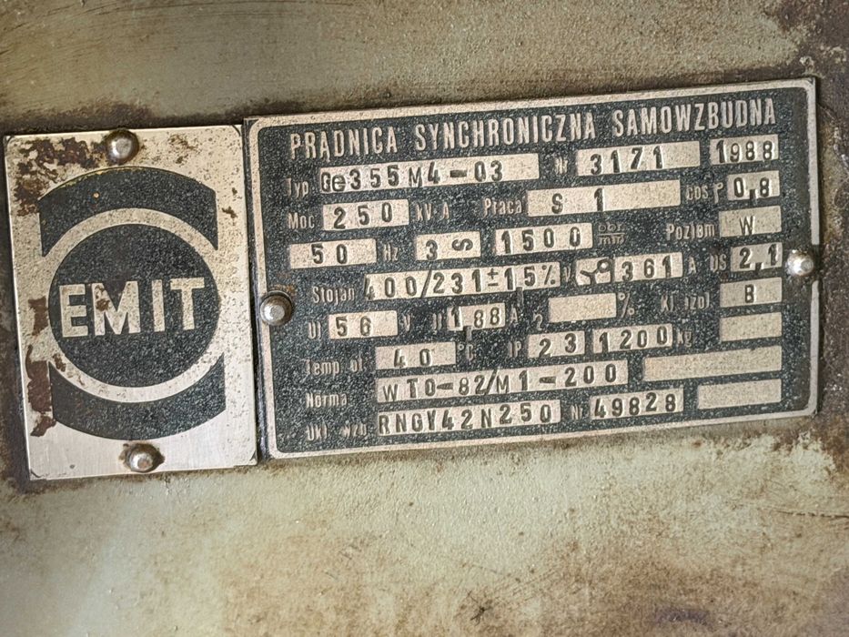 Agregat prądotwórczy wola 250 kva (118 mth przebiegu)