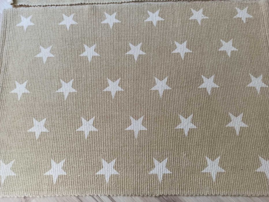 Dywanik chodnik bawełna beż gwiazdki