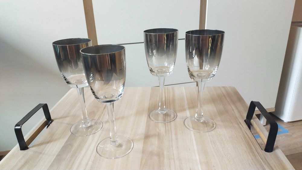 4 platynowane kieliszki / Krosno / PRL, lata 70te