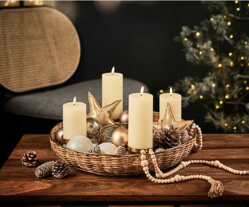 Duży złoty świecznik 4 swiece