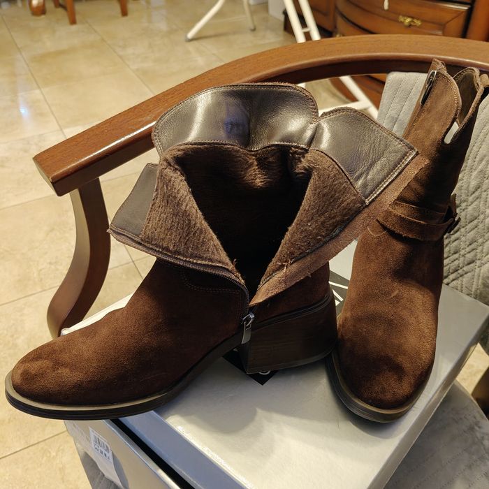 Buty damskie zamszowe brązowe
