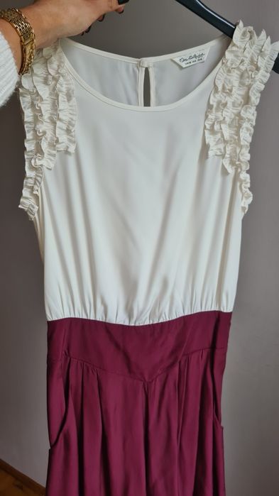 Kombinezon krótki z krótkimi spodenkami ecru bordo Miss Selfridge M 38