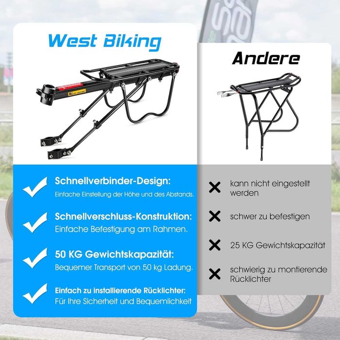 Nowy aluminiowy bagażnik rowerowy / rower / odblask / 50kg !8461!