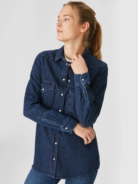 H&M Сорочка рубашка джинсова джинсовка  джинсовий піджак 36 S