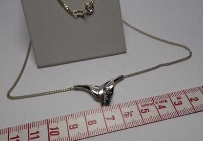 Srebrny naszyjnik naturalne szafiry i cyrkonie 45 cm. VINTAGE