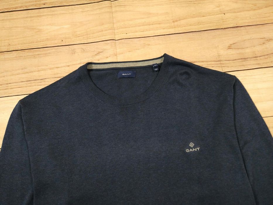 GANT Sweter Męski Granatowy Logowany r. 4XL