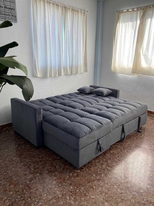 Sofa cama chaiselongue cinza Envio GRATIS