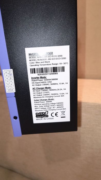 Гібридний Інвертор Anern ECO 3200W 24В на 230В чиста синусоїда, новий