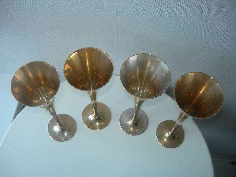 Бокалы, бронза, Англия, большие, h 24 см, 4 шт