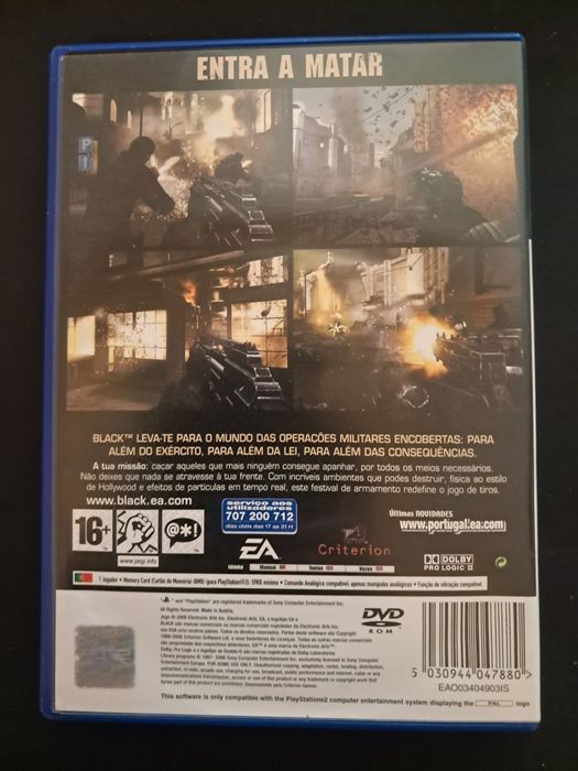 Jogo para Playstation2: "Black" Preço: 15€ (Posso negociar).