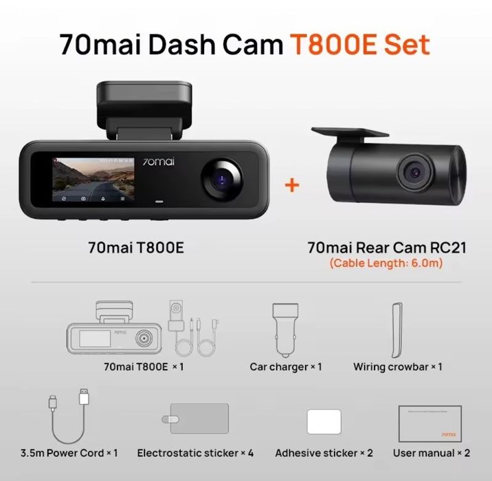 70mai Dash Cam 4K T800e Set + RC21 + microSD 64gb, новий, запакований