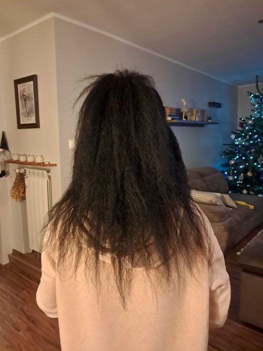 nowa peruka + rzęsy, długie czarne sztuczne włosy