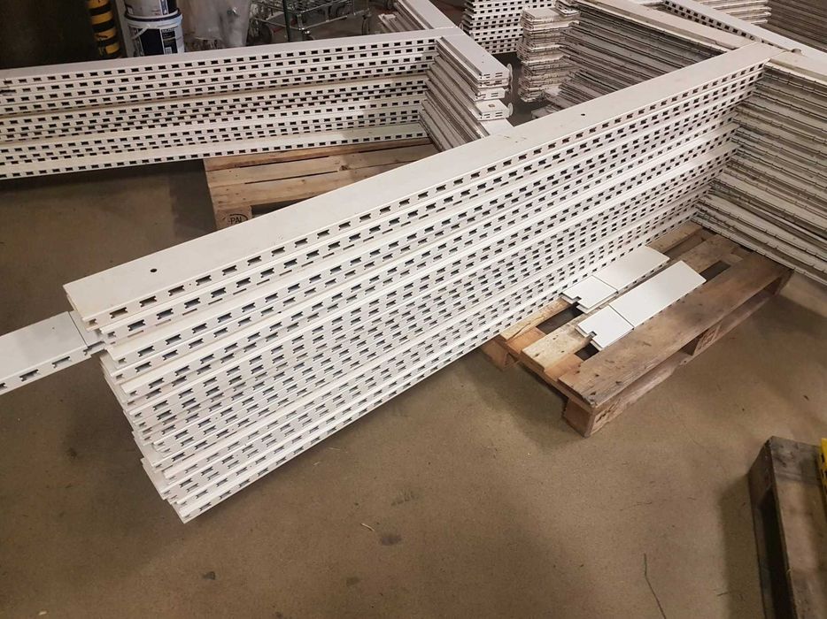 regały przyścienne metalowe modułowe sklepowe meble magazynowy