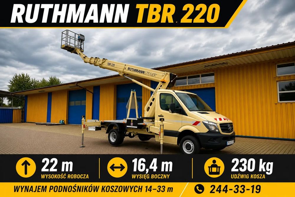 Ruthmann TBR 220 (22m w bok 16,4m)Mercedes Sprinter  Podnośnik koszowy, zwyżka (wumag, palfinger, multitel,gsr,cte,CMC)