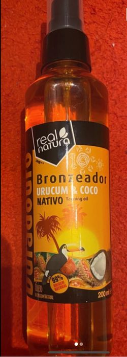 Oleo bronzeador coco urucum caramelo e cafe 200 ml
