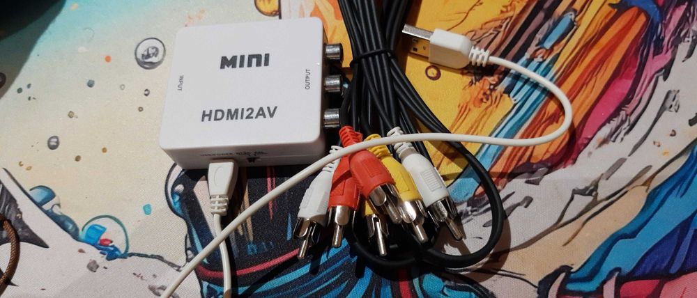 Adapter konwerter HDMI do AV RCA CVBS CINCH + kable CINCH OKAZJA!