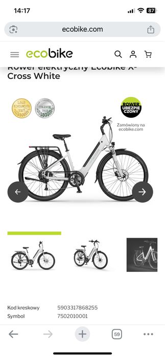 Rower elektryczny Ecobike X-Cross White