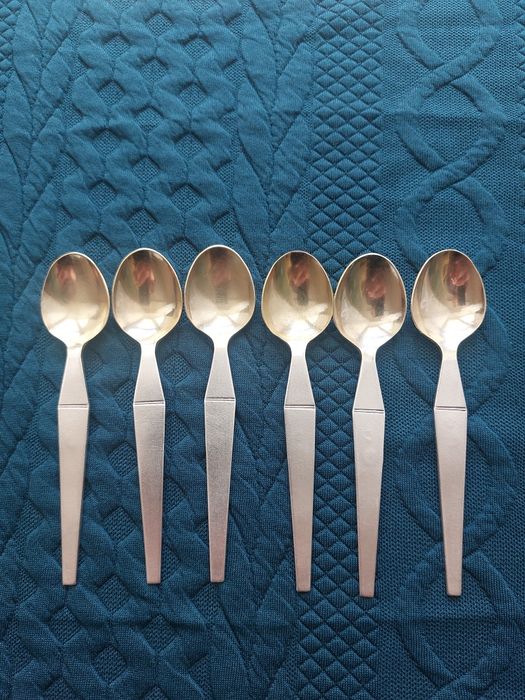 Кофейные ложки Серебро 875 , позолота, 82 гр.