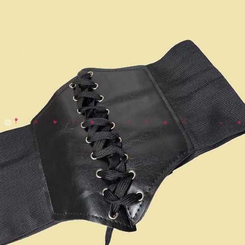 Корсет ремень пояс на талию кожаный черный панк викторианский  резинка