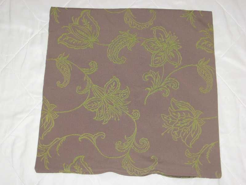 Poszewka na poduszkę kwiaty liście brązowa zielona solidna na zamek