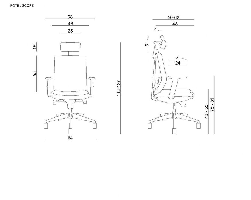 Fotel biurowy, ergonomiczny, regulowany, krzesło do biura, biurka SCOPE | WYPRZEDAŻ EKSPOZYCJI